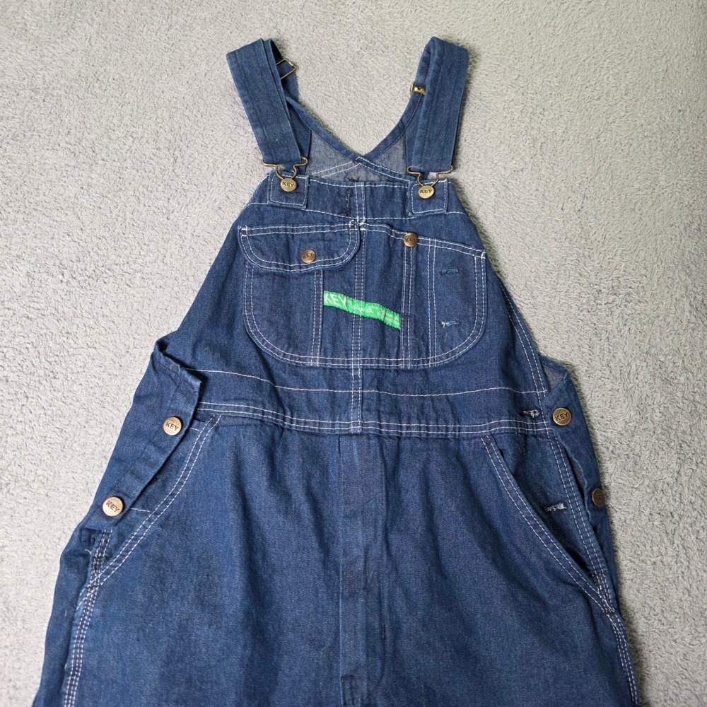 Key Imperial Mens W34 X L30 Denim Bib Overalls Dark Blue Cotton Workwear Vintage